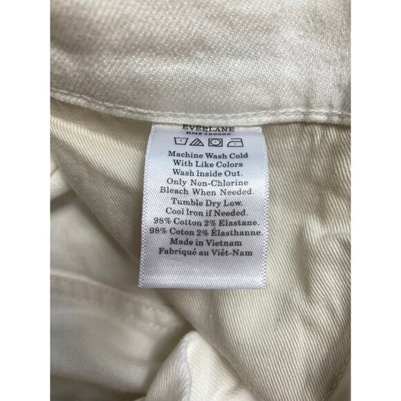 EVERLANE JEANS 25 BONE WHITE HIGH RISE RELAXED ANKLE SLIM SKINNY PREPPY CASUAL - Picture 5 of 7